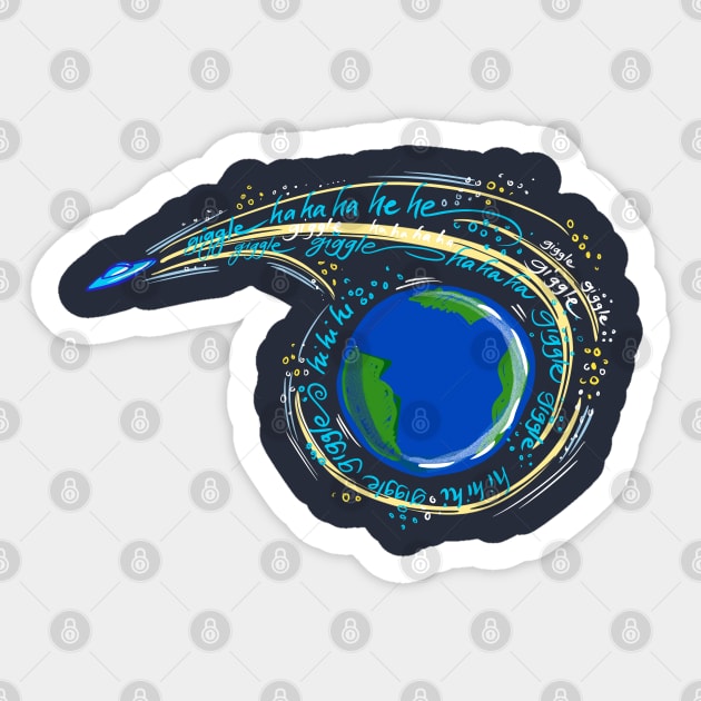 ET sending Giggles to Earth Sticker by Dani Vittz